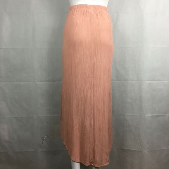 Joe B Skirt Womens Sz‎ M Peach Pink Flowy Layered Maxi Crinkle Long Gypsy - Picture 5 of 9